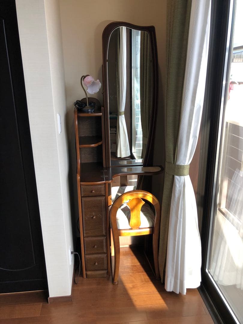 木製ドレッサー・鏡台 引き出し付き　椅子とセット販売