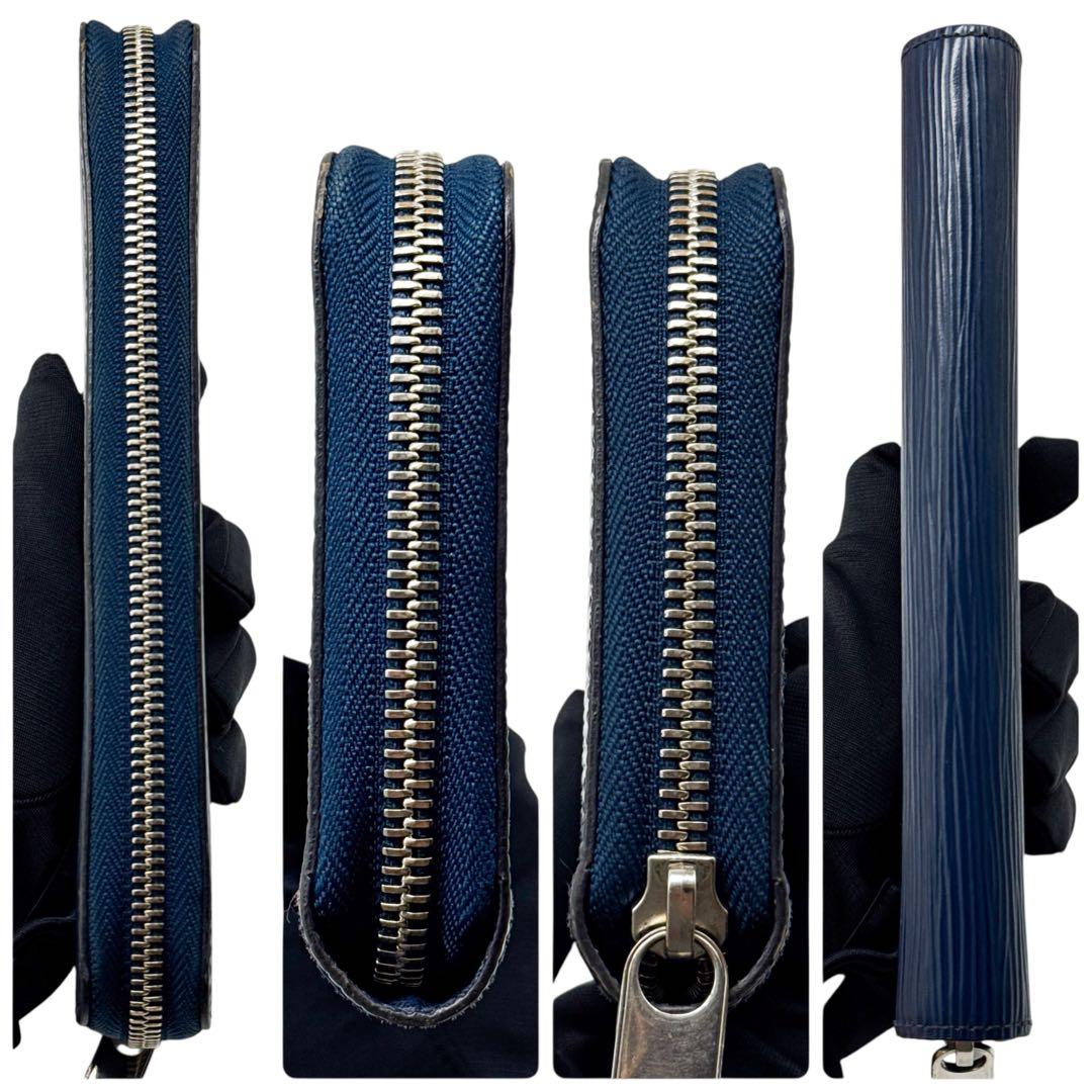 ルイヴィトン エピ ジッピーウォレット ラウンドジップ 青 ブルー シルバー