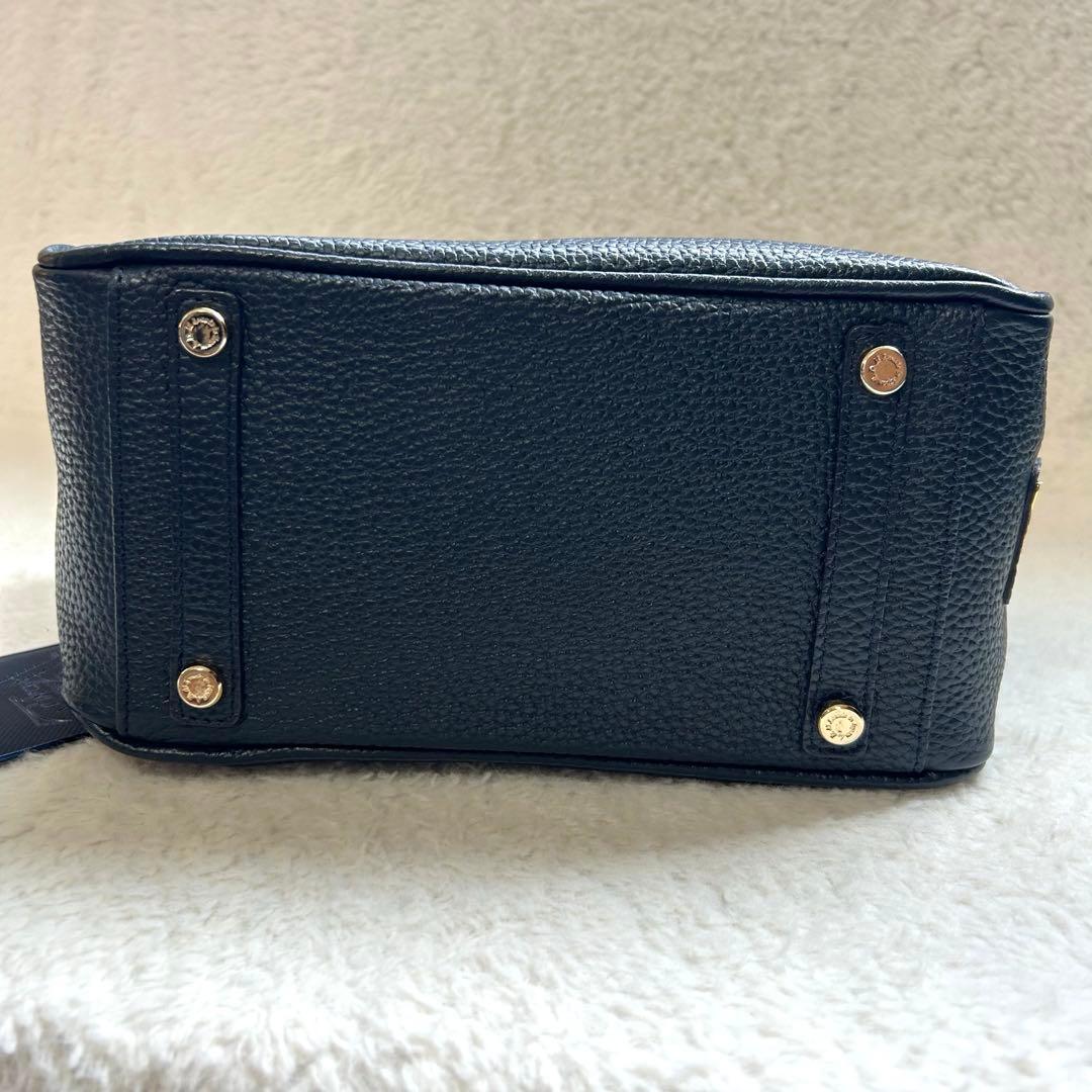 【✨美品✨】A.D.M.J ネイビー　 レザー ミニ ハンドバッグ