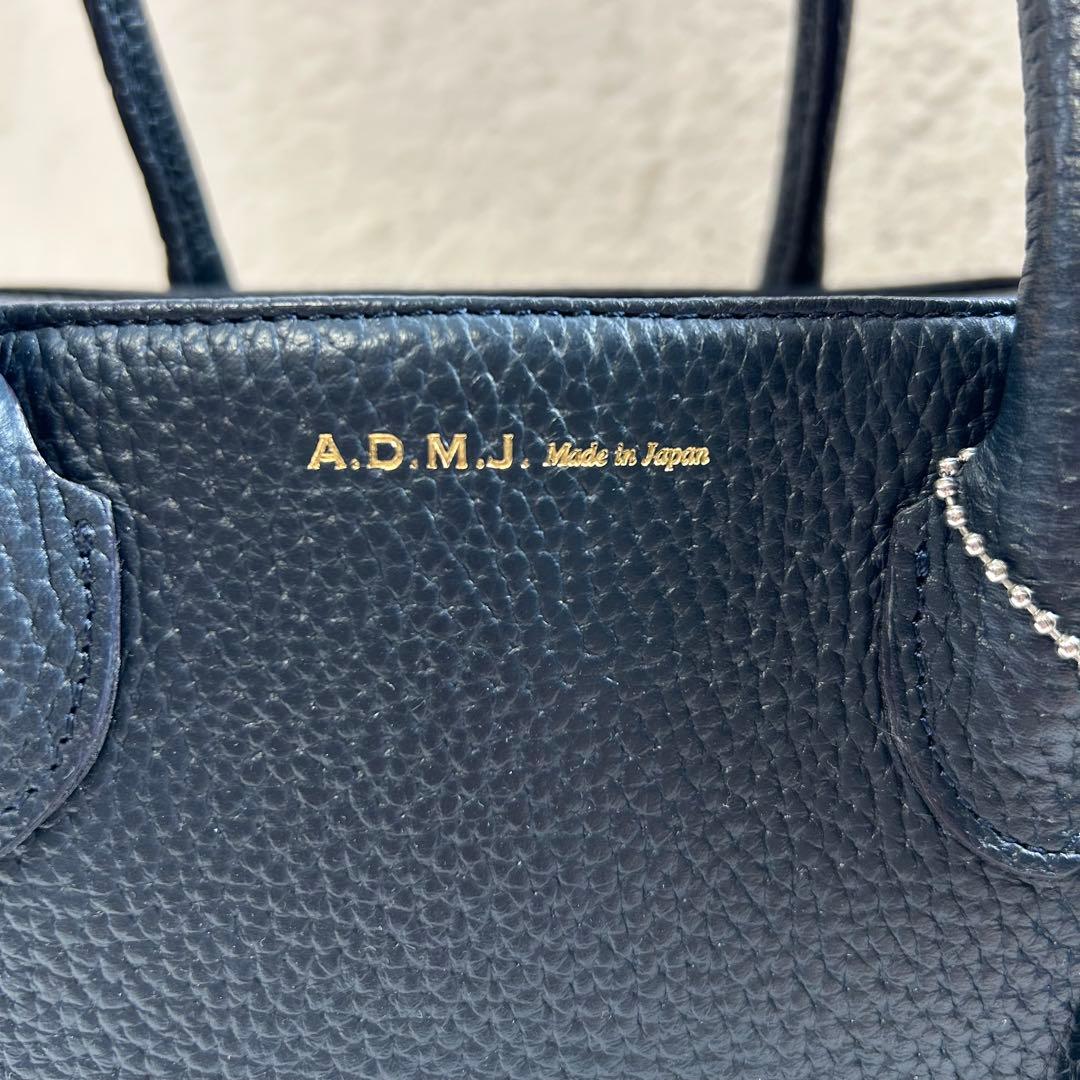 【✨美品✨】A.D.M.J ネイビー　 レザー ミニ ハンドバッグ