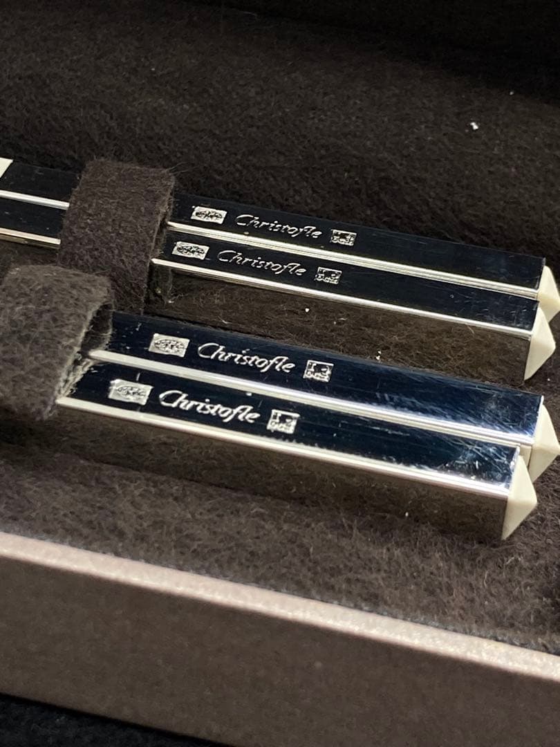 【美品】Christofle クリストフル 高級箸セット 2膳 白ホワイト