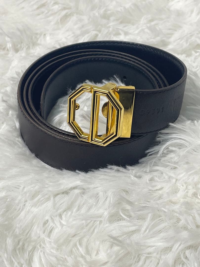 美品　DIOR ディオール ロゴバックル 本革リバーシブル ベルト 箱付き