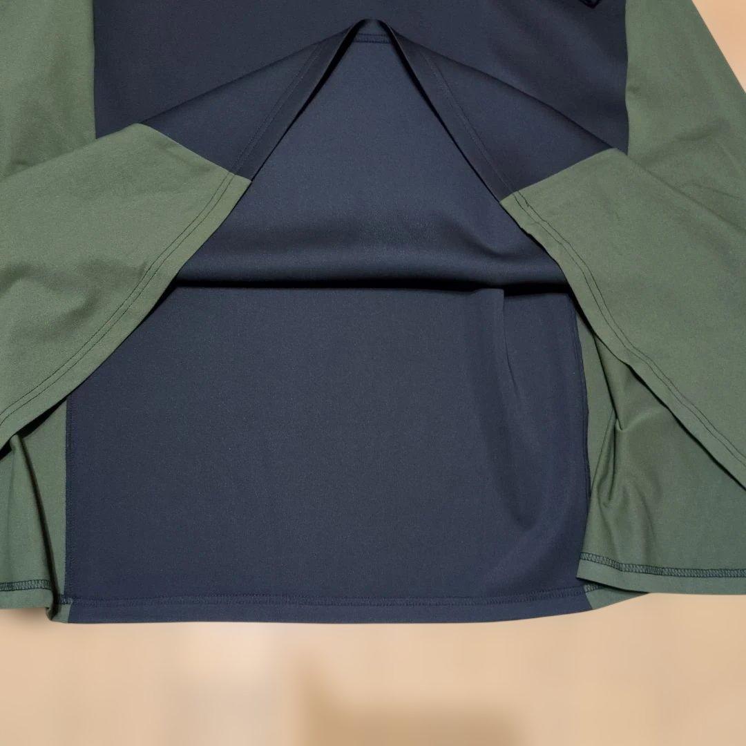 スカラーバイカラー異素材切り替えロングワンピース