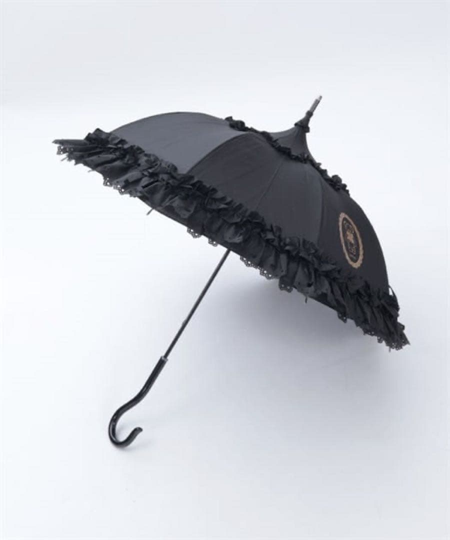 クマさんフリルパゴタ傘　黒　シャルミエール　アクシーズファム