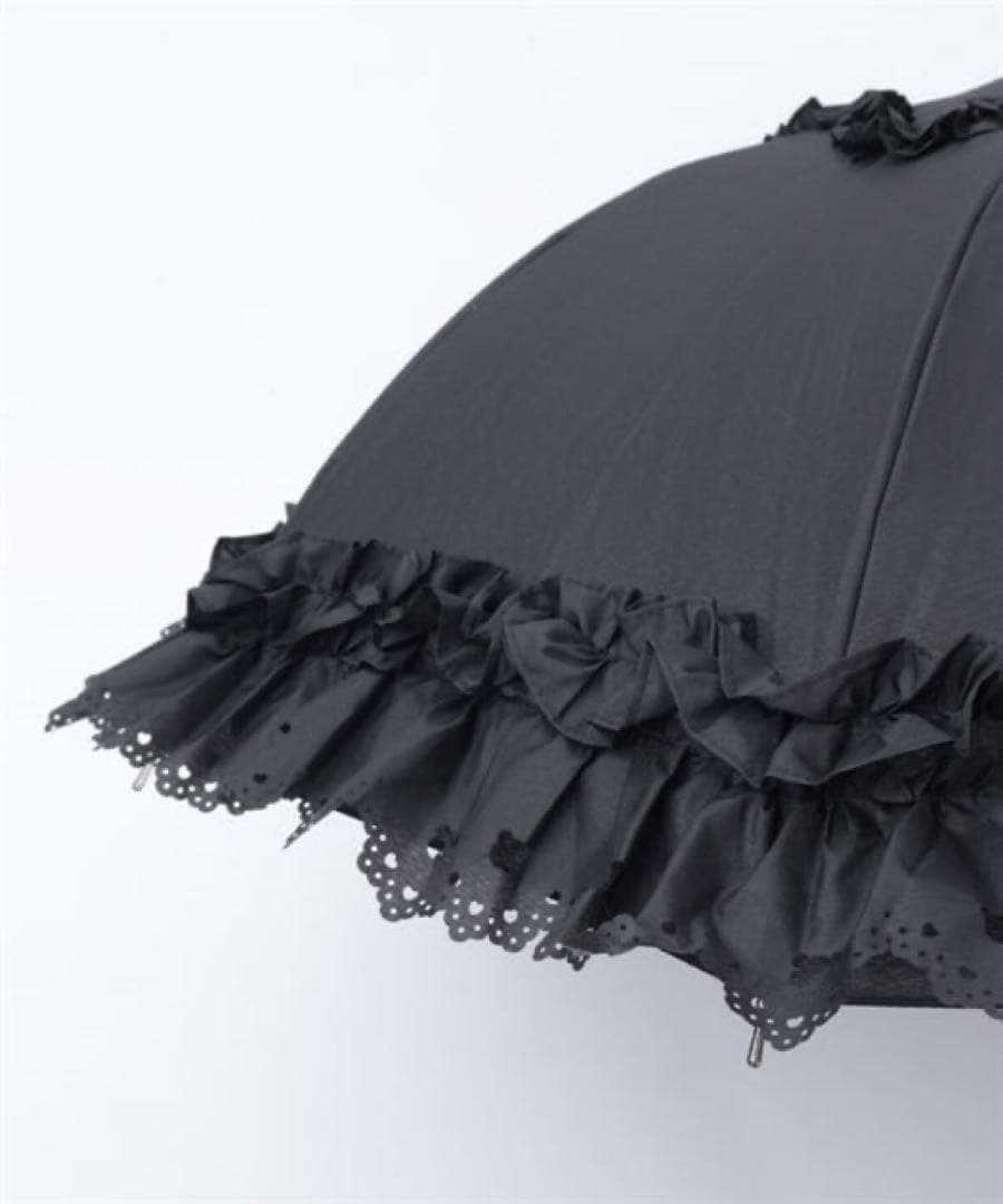 クマさんフリルパゴタ傘　黒　シャルミエール　アクシーズファム