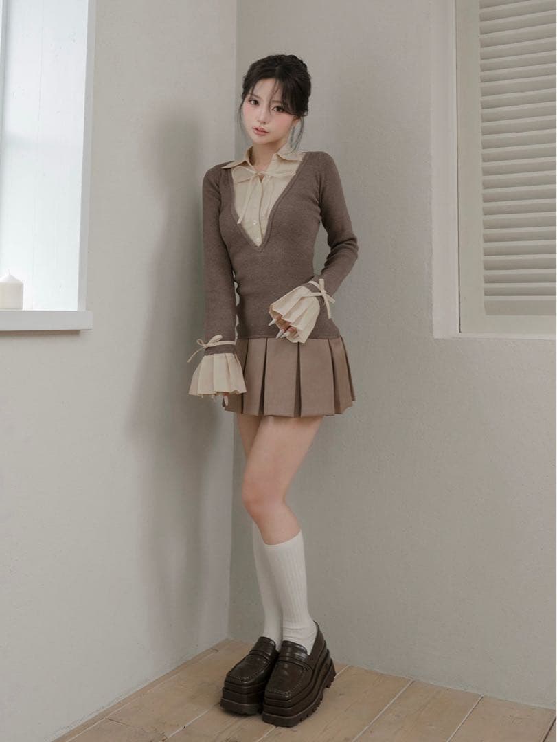 新品　Darich ダーリッチ　シャツドッキングプリーツミニワンピース