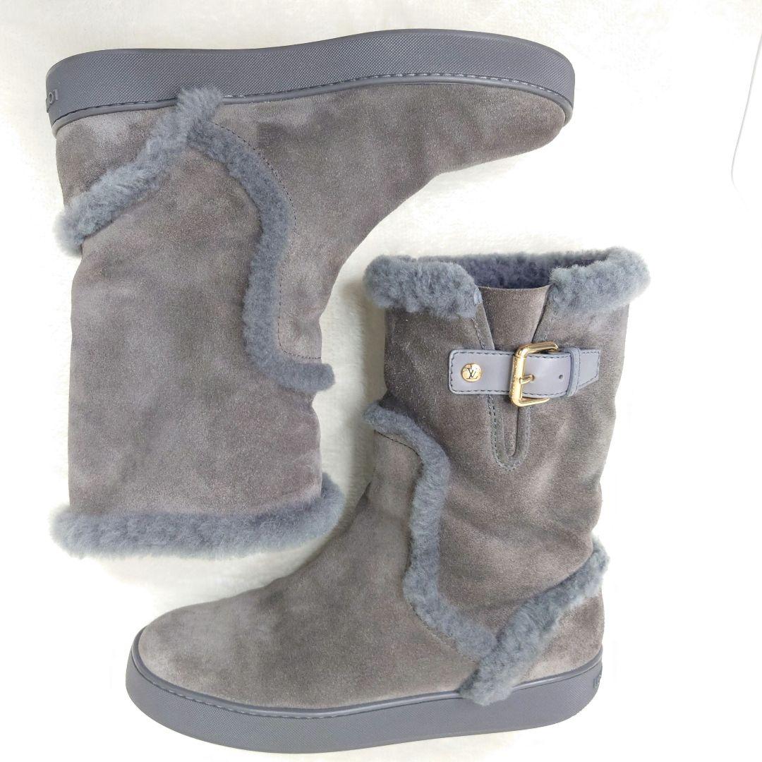 【美品】ルイヴィトン ムートン エンジニアブーツ レザー ベルト ボア 37