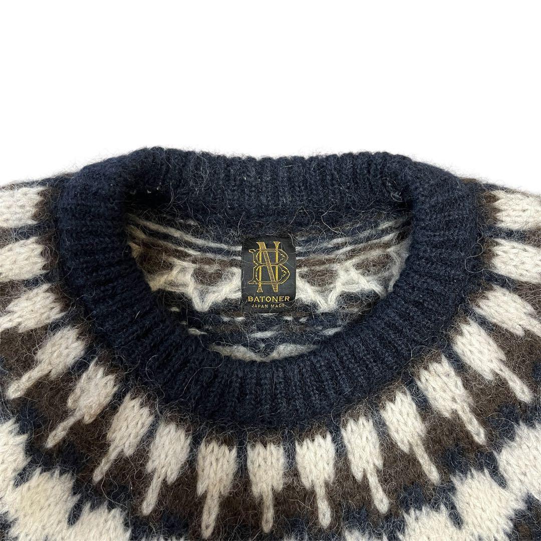 【BATONER】 MOHAIR NORDIC CREW NECKセーター