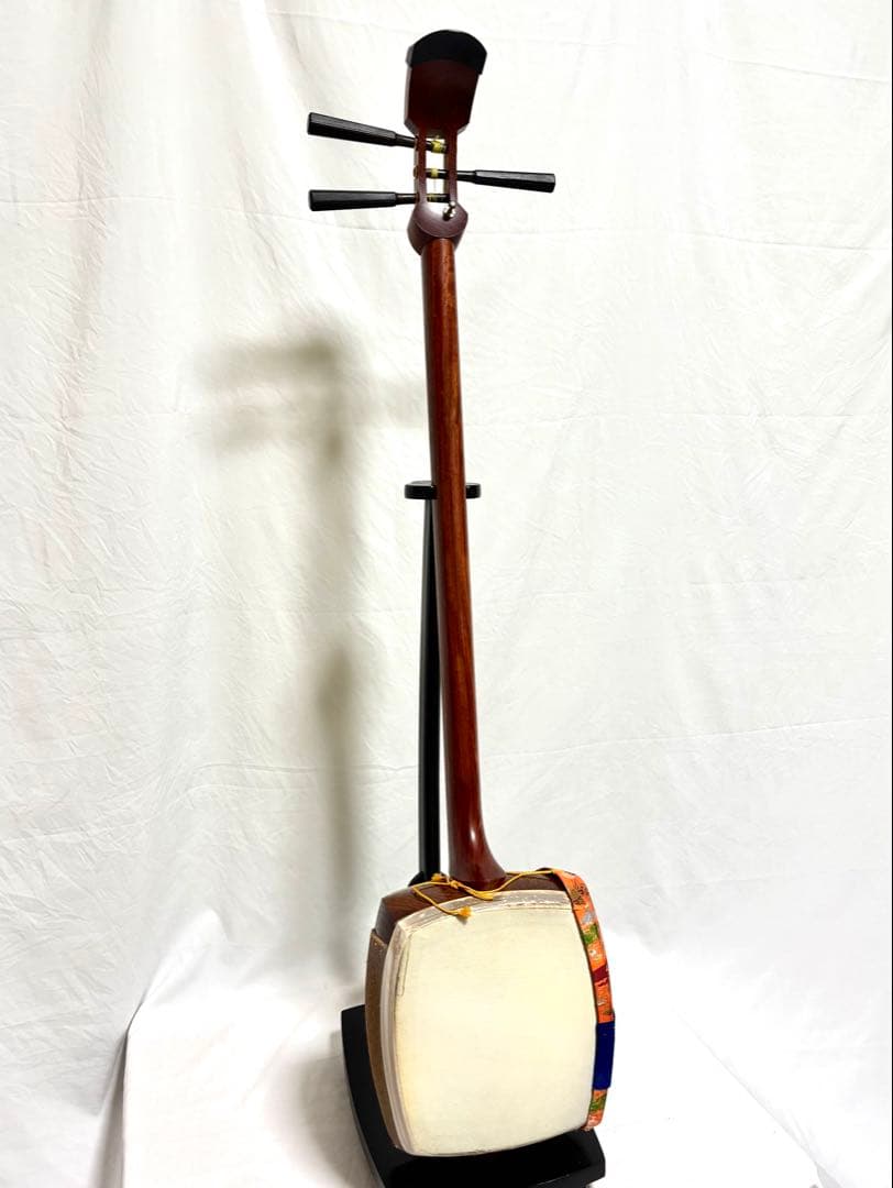 【皮破れ有】三味線セット 太棹 東さわり 三つ折れ バチ/カバー/ハードケース
