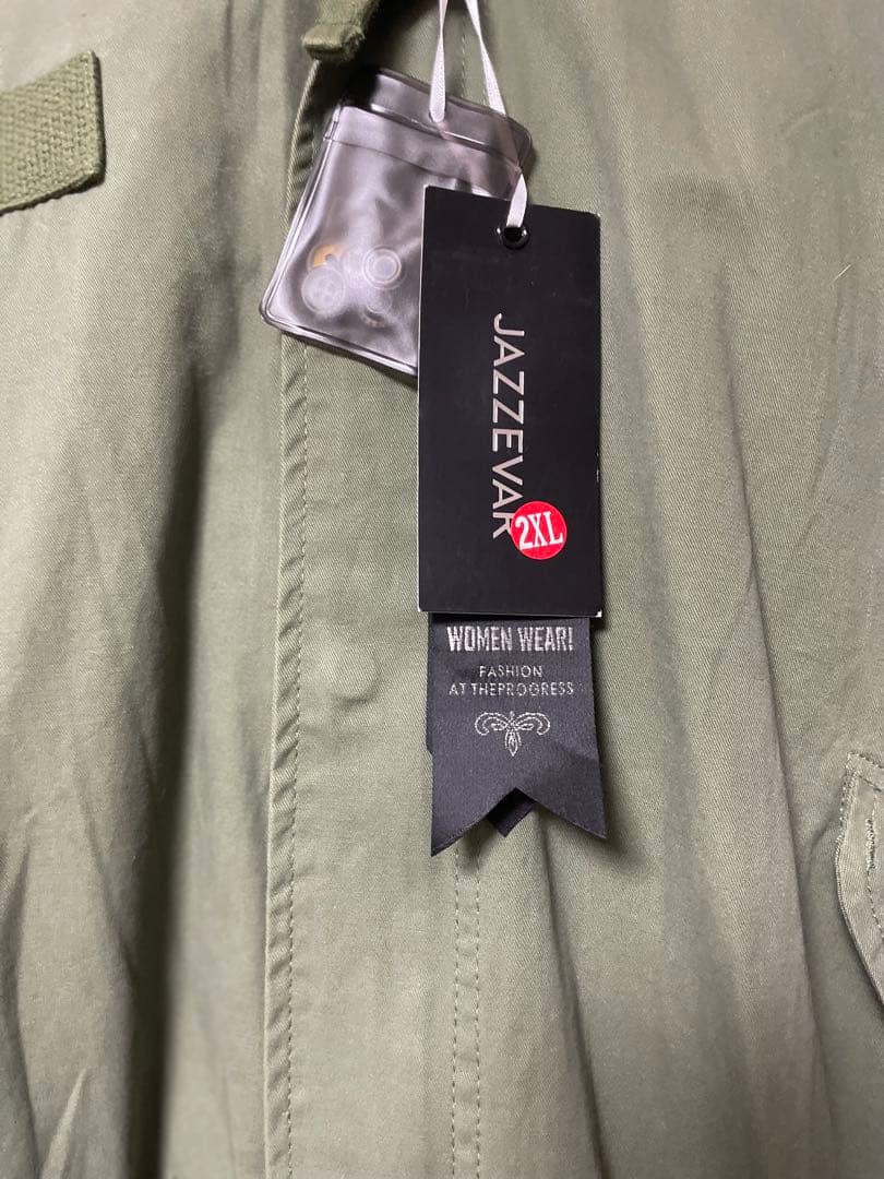 ともしげ【JAZZEVA】フード付きモッズコート 2XL/オリーブグリーン