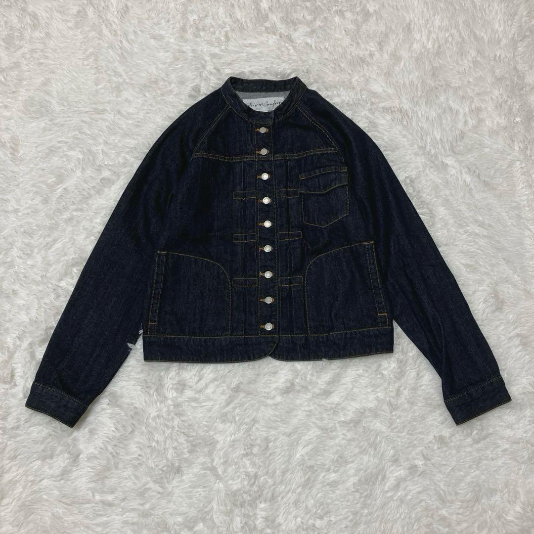 極美品✨si-si-si comfort ノーカラー　デニムジャケット 40