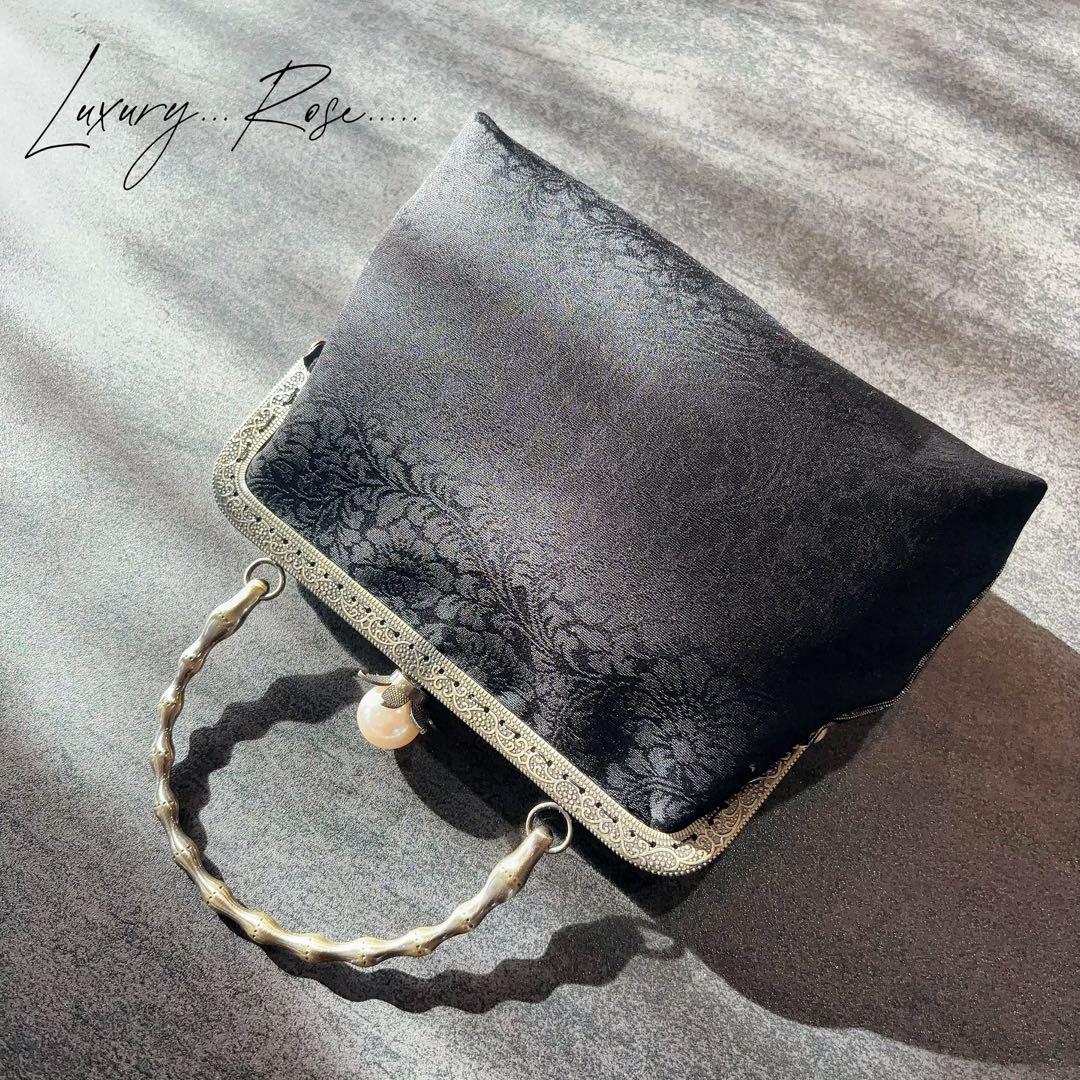 1点限定！！螺鈿細工を用いた5種上品高級帯地でパッチワーク上品帯地バッグ