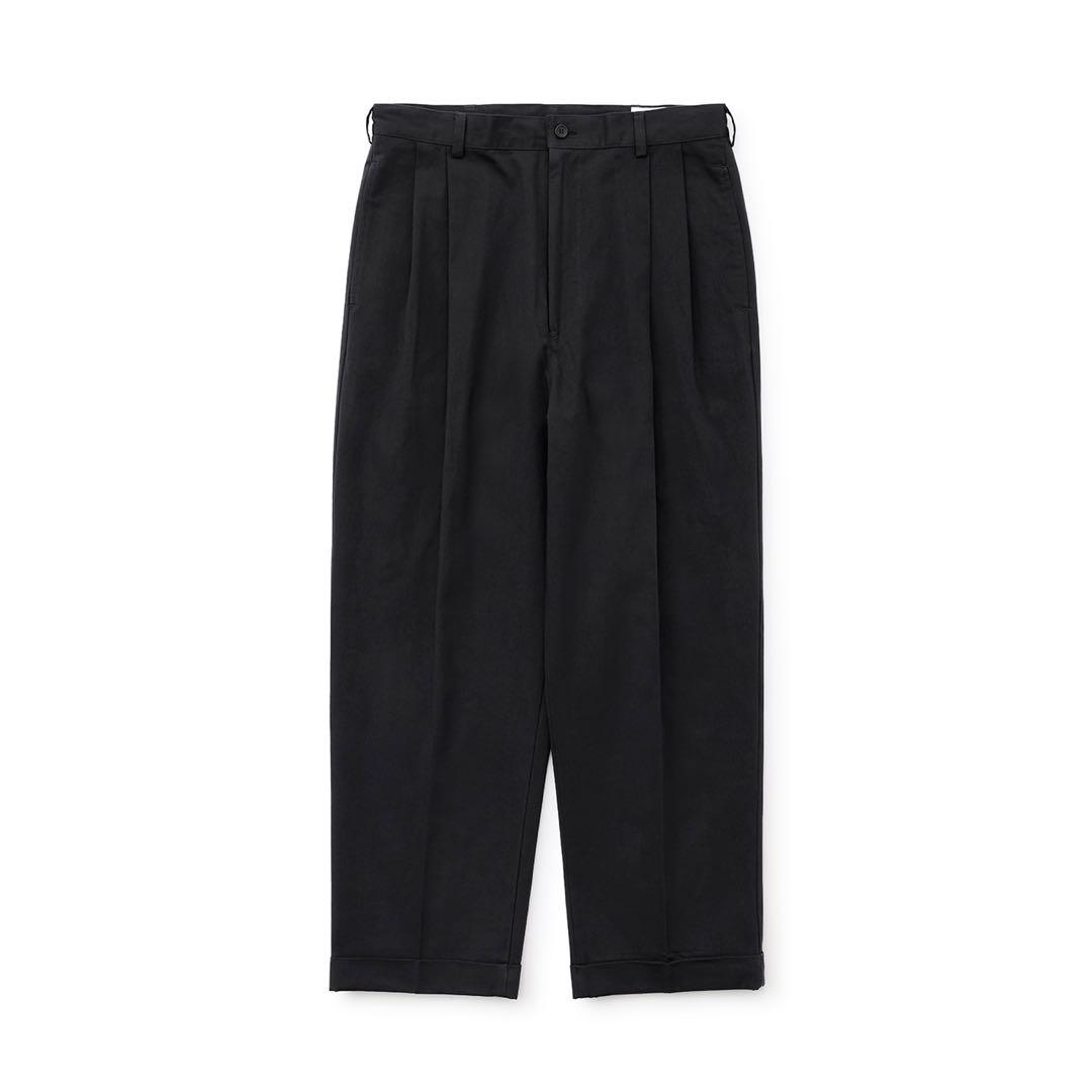 パンツ everyone 2tuck chino trousers (BLACK)