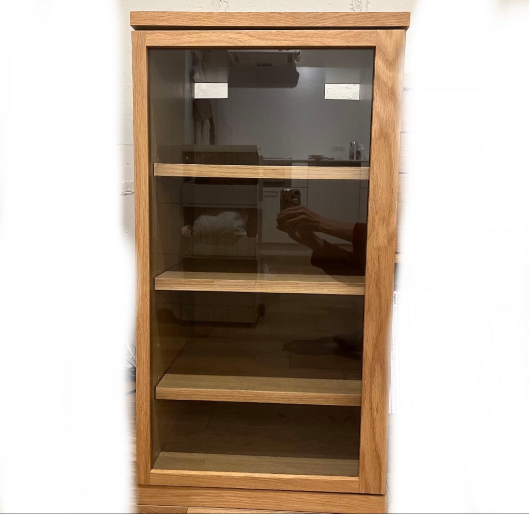 【12/26まで値下げ】無印良品　木製キャビネット　ガラス扉　スリム　オーク