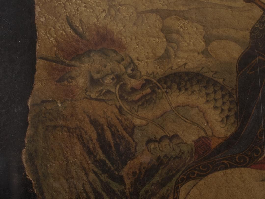 中国唐時代　敦煌莫高窟壁画 彩絵　人物像 発掘品古美術 AK1774A1-4