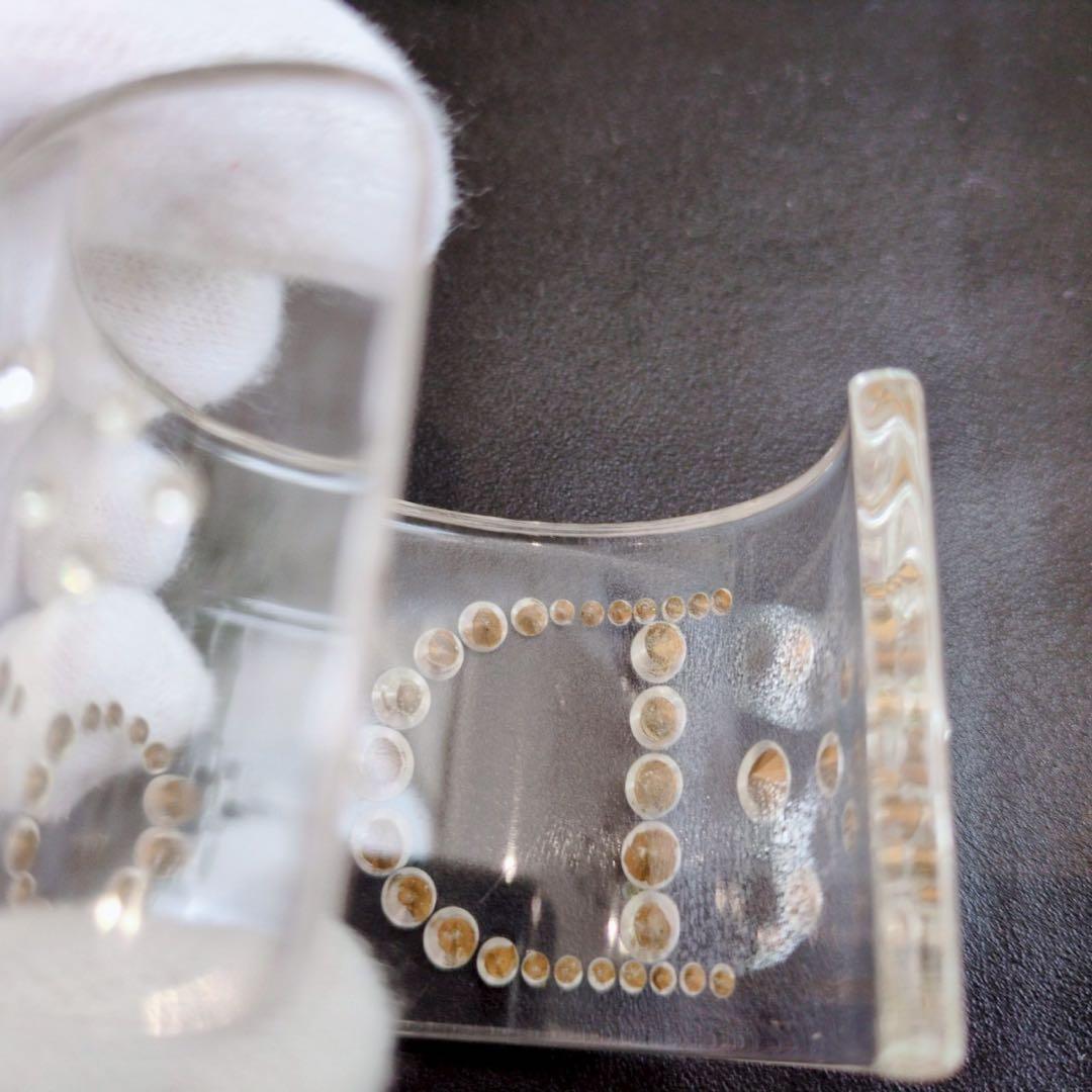 クリスチャンディオール クリスタル スワロフスキー ワイド バングル クリア