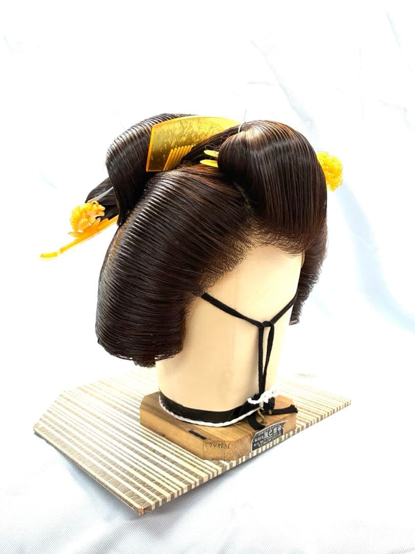 辰巳7号サイズ、つぶし島田、中古舞踊かつら、日本髪かつら、大衆演劇かつら、簪付き