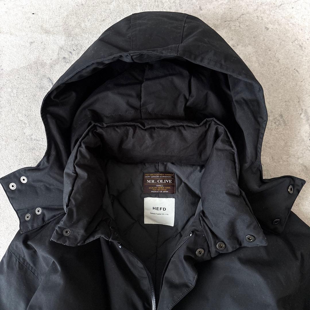 美品 ミスターオリーブ 日本製 河田ダウン ダウンモッズコート 黒MrOlive