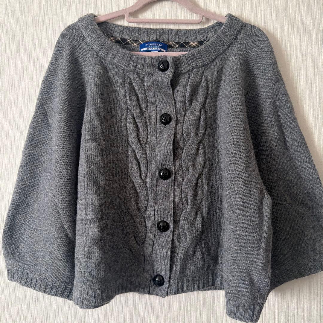 BURBERRY BLUE LABEL ケーブルニットカーディガン 38 グレー