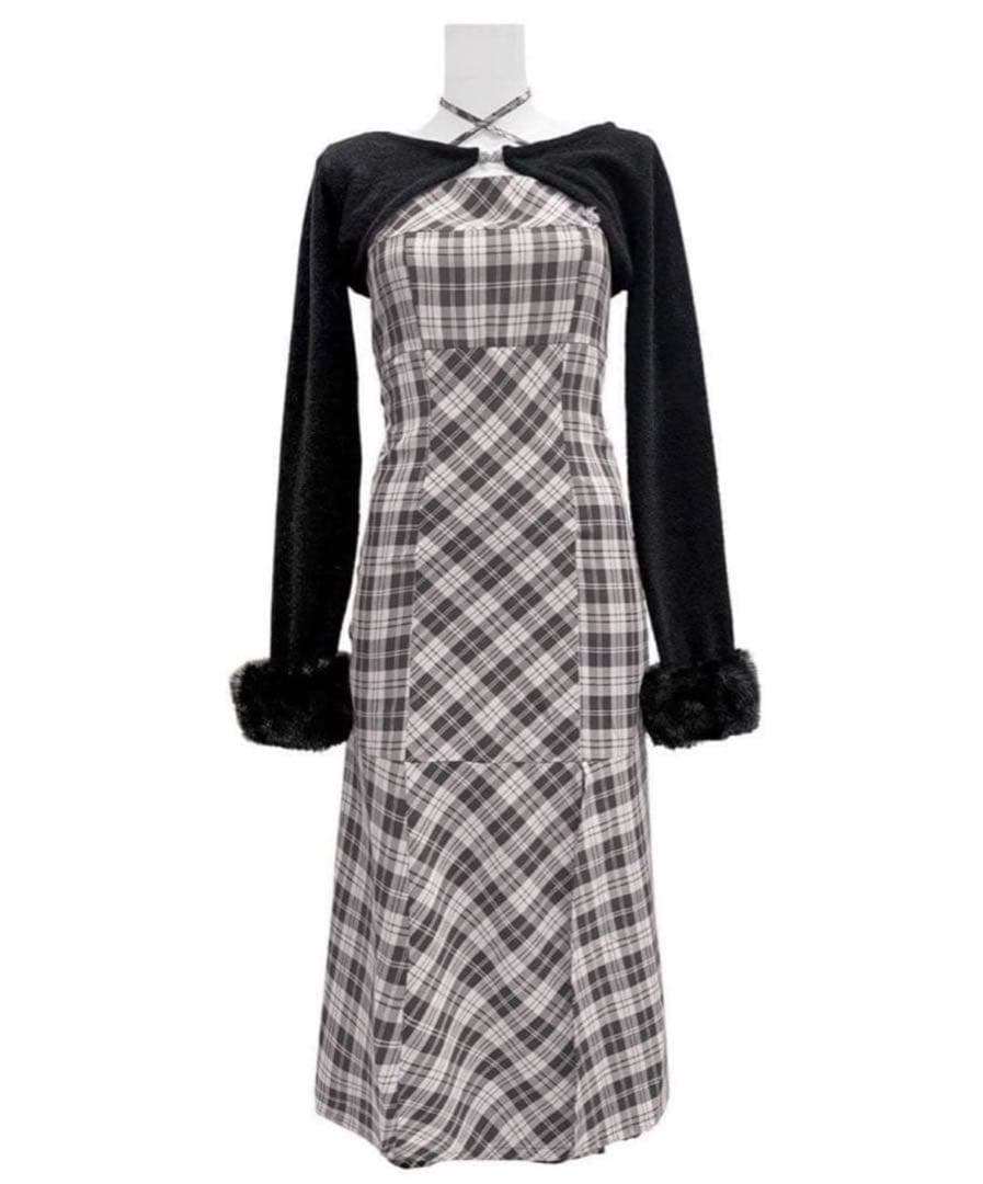 【最終値下げ】michellMacaron ボレロチェックロングワンピース