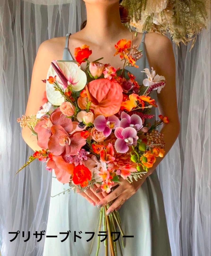 値下げ中!花束 プリザーブドフラワー 髪飾り付き ブーケ 前撮り ヘアードレス
