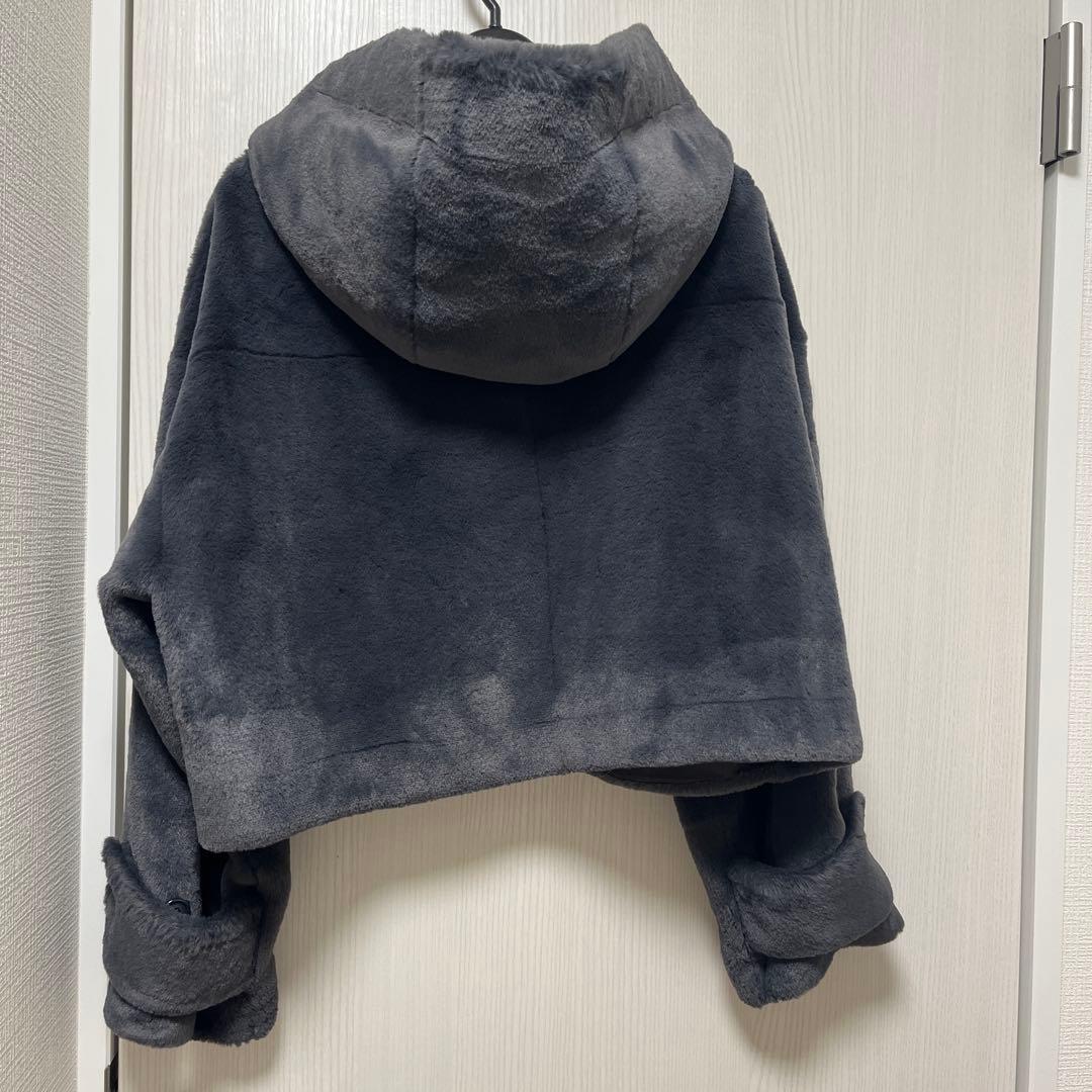 クリーニング済 FURFUR フード付きグレー ファー コート