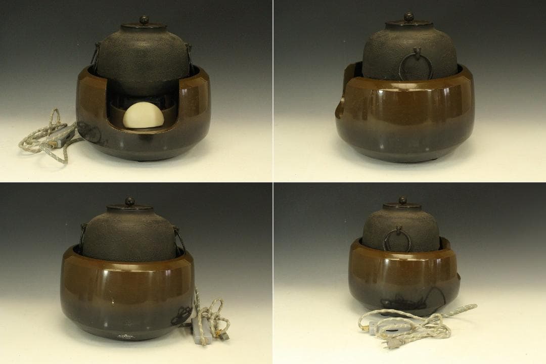 茶道具 面取風炉 野々田電熱器 丸釜 釜環付 720