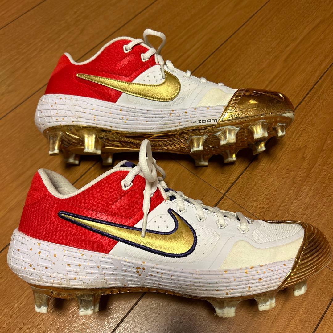 レア！ナイキ 野球 オーダースパイク ホワイト/レッド/ゴールド/パープル27㎝