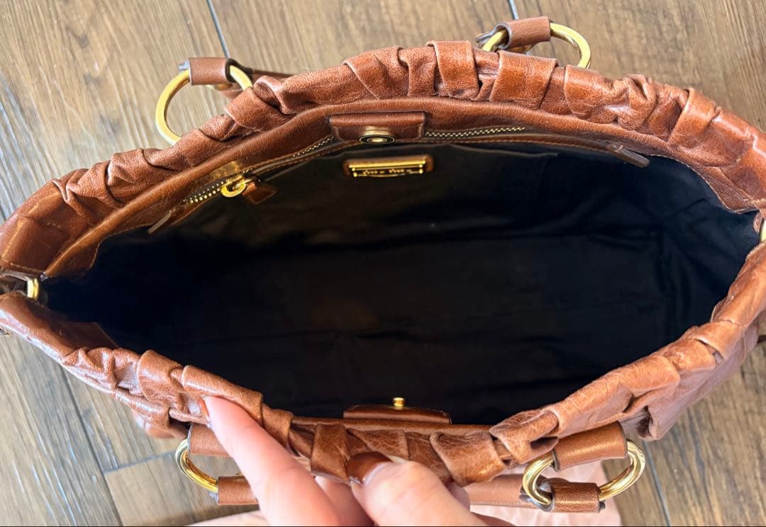 美品✨ miu miu ヴィッテロルクス ハンドバッグ リボン ブラウン