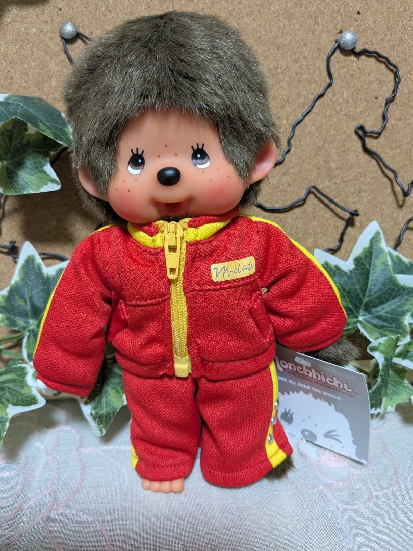 モンチッチ S オーバーオール 男の子 オレンジスポーツウェアの男の子セット