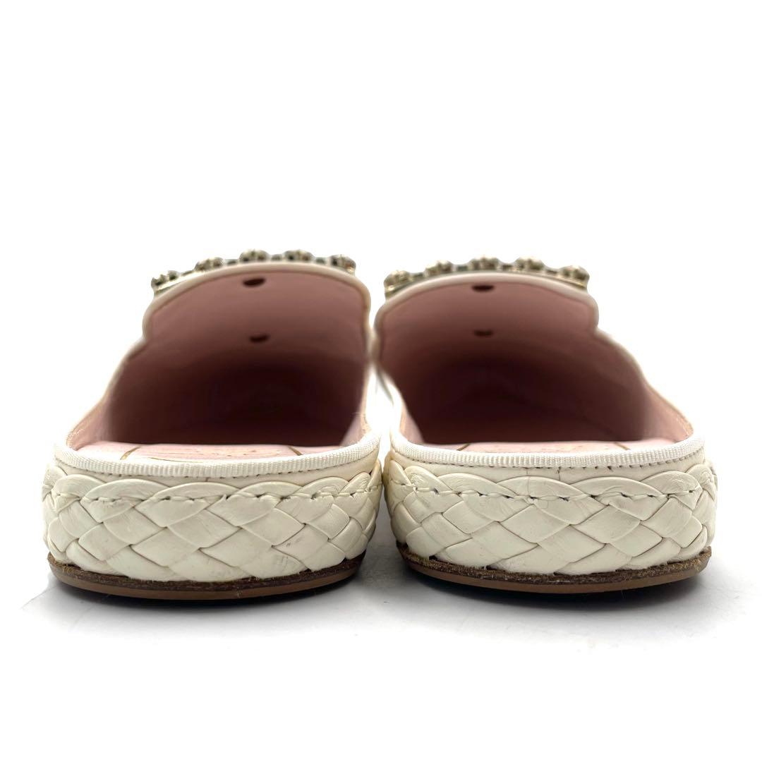 《未使用品》 ロジェヴィヴィエ ミュール ビジュ バックル ホワイト 37