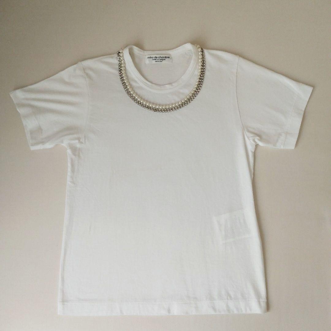 ●ローブドシャンブル コムデギャルソン●パール ネックレス付き Tシャツ
