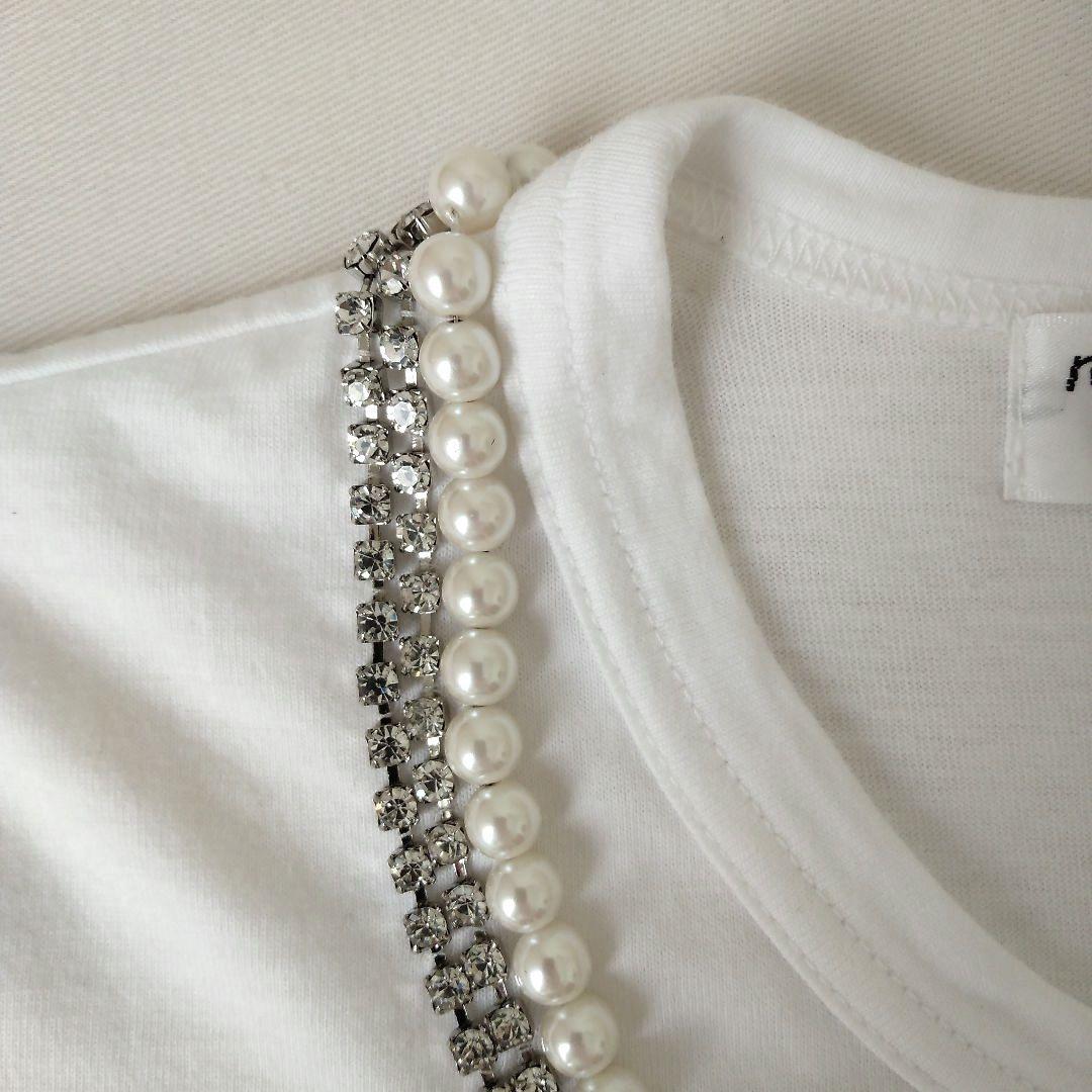 ●ローブドシャンブル コムデギャルソン●パール ネックレス付き Tシャツ