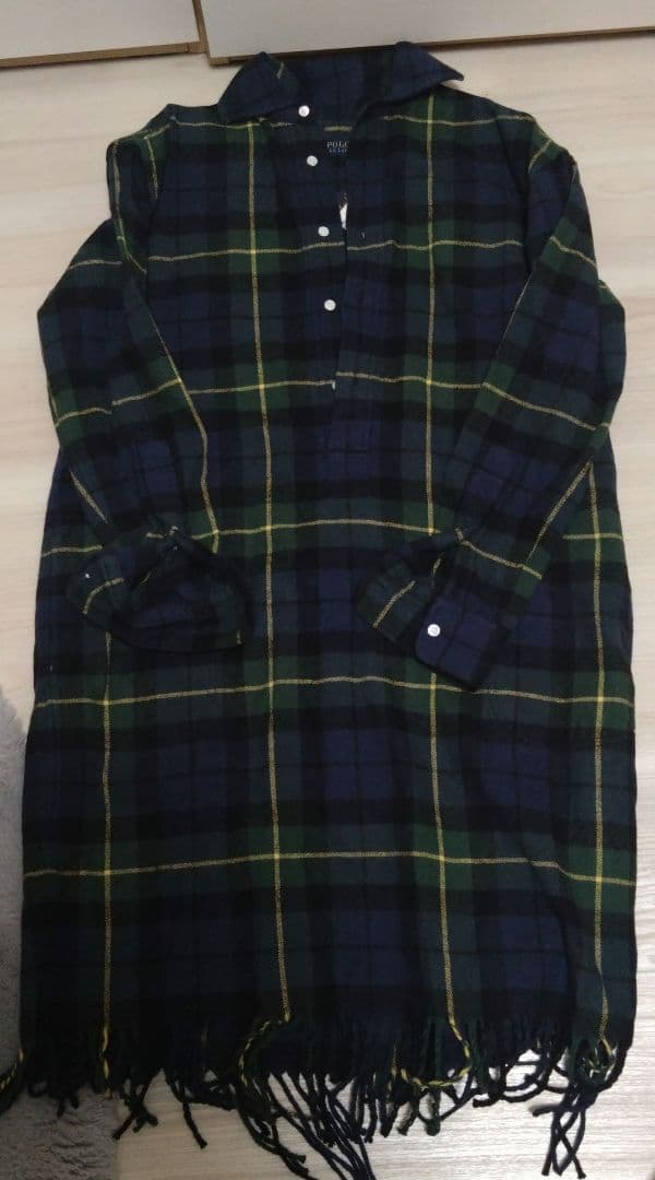 ポロラルフローレン　 チェック　シャツ　ワンピース フリンジ　新品未使用