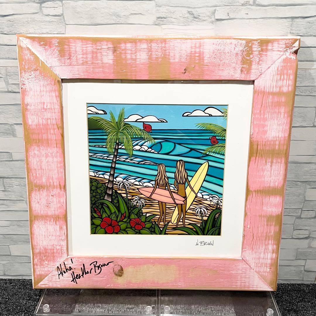 Heather Brown ヘザーブラウン 純正額 サイン入り ハワイアン雑貨