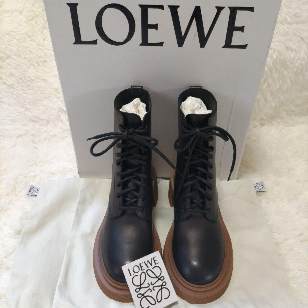 [新品未使用]　ロエベ LOEWE レザー ブラック　キャメル　ブーツ　靴