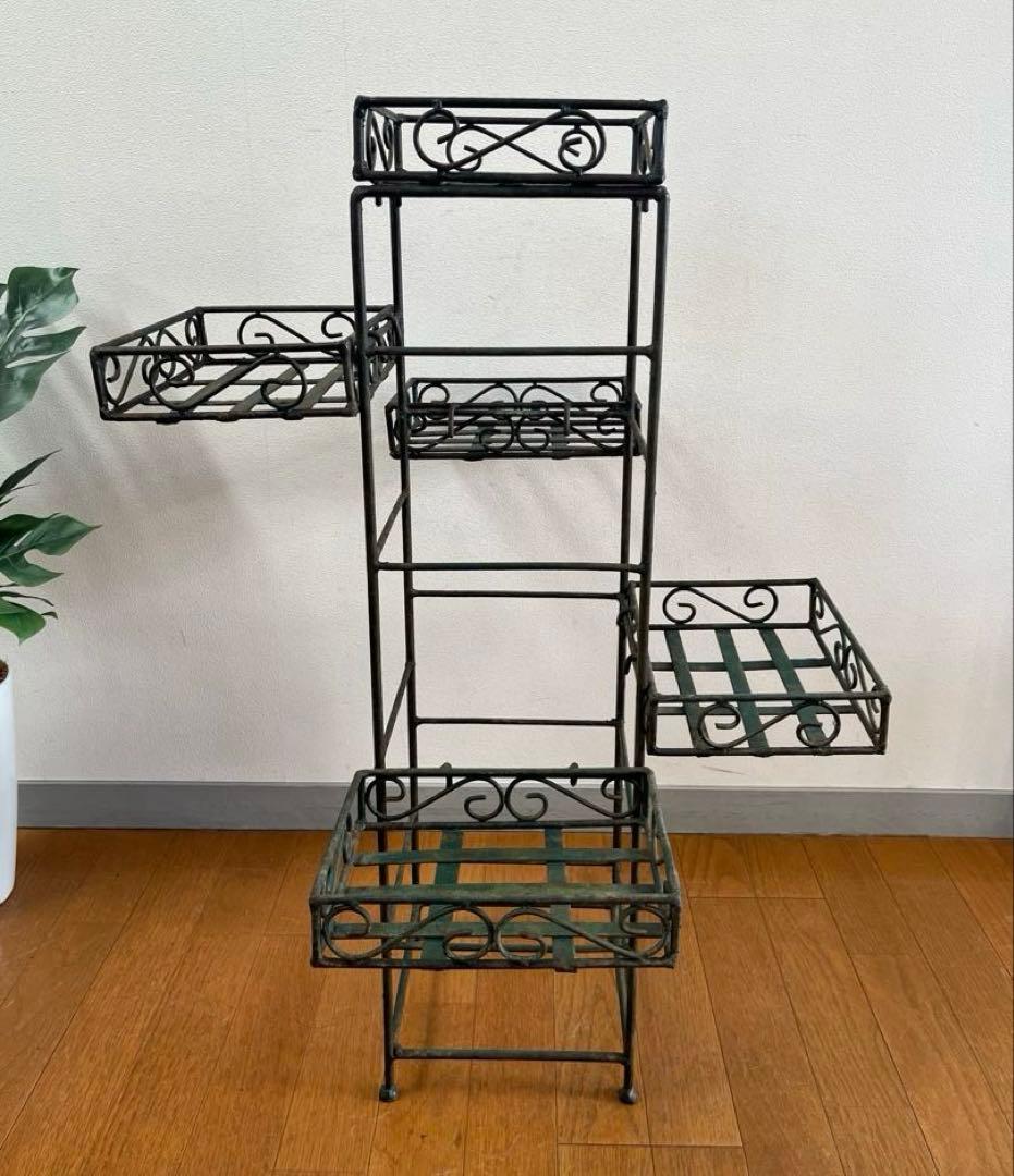 ヴィンテージ　アイアンプランタースタンド　レトロモダン　アンティーク　シャビー￼