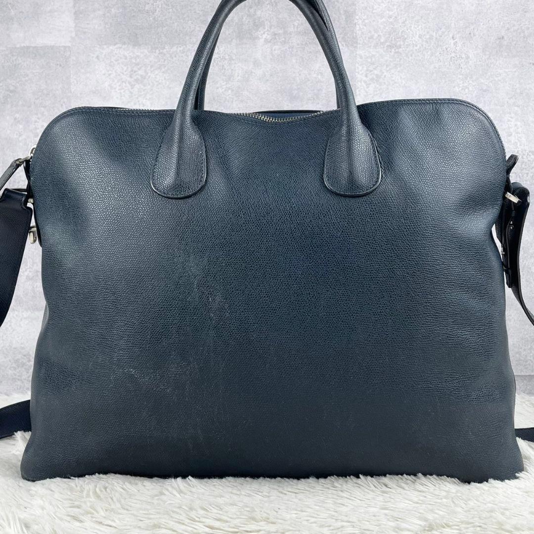 A4可 美品 VALEXTRA レザー マイロゴ 2WAY ショルダーバッグ 紺