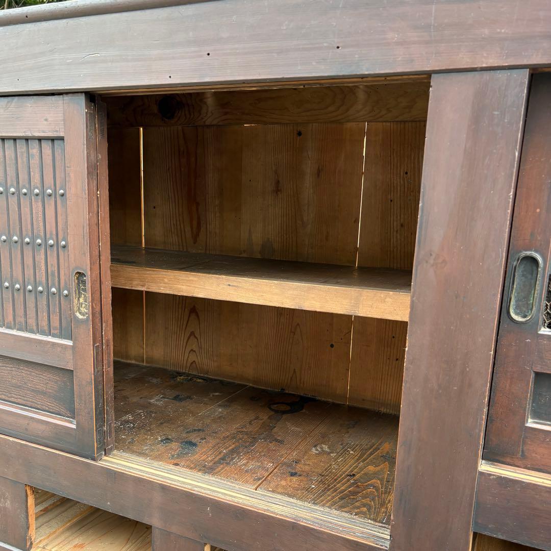 送料無料 明治時代 近江水屋箪笥 一間膳棚 近江箪笥 二段重ね 時代家具 和家具