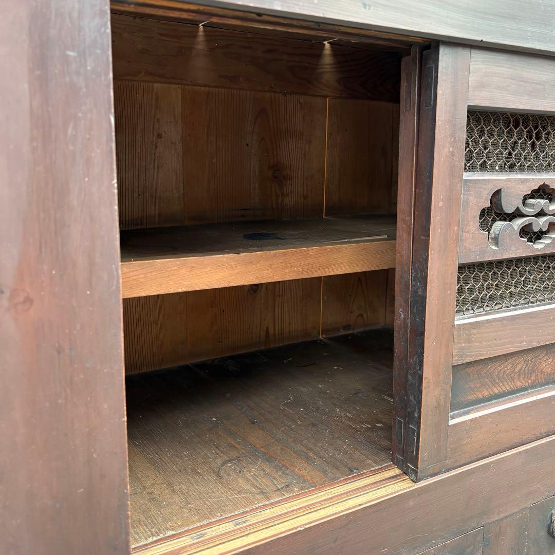 送料無料 明治時代 近江水屋箪笥 一間膳棚 近江箪笥 二段重ね 時代家具 和家具