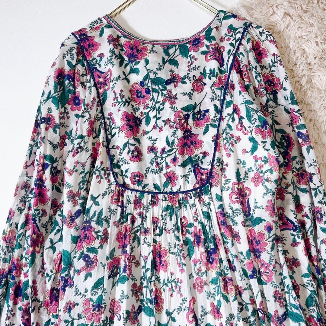 極美品ꕥザシンゾーン 近年 ホーリードレス フラワープリント フリル マキシ丈