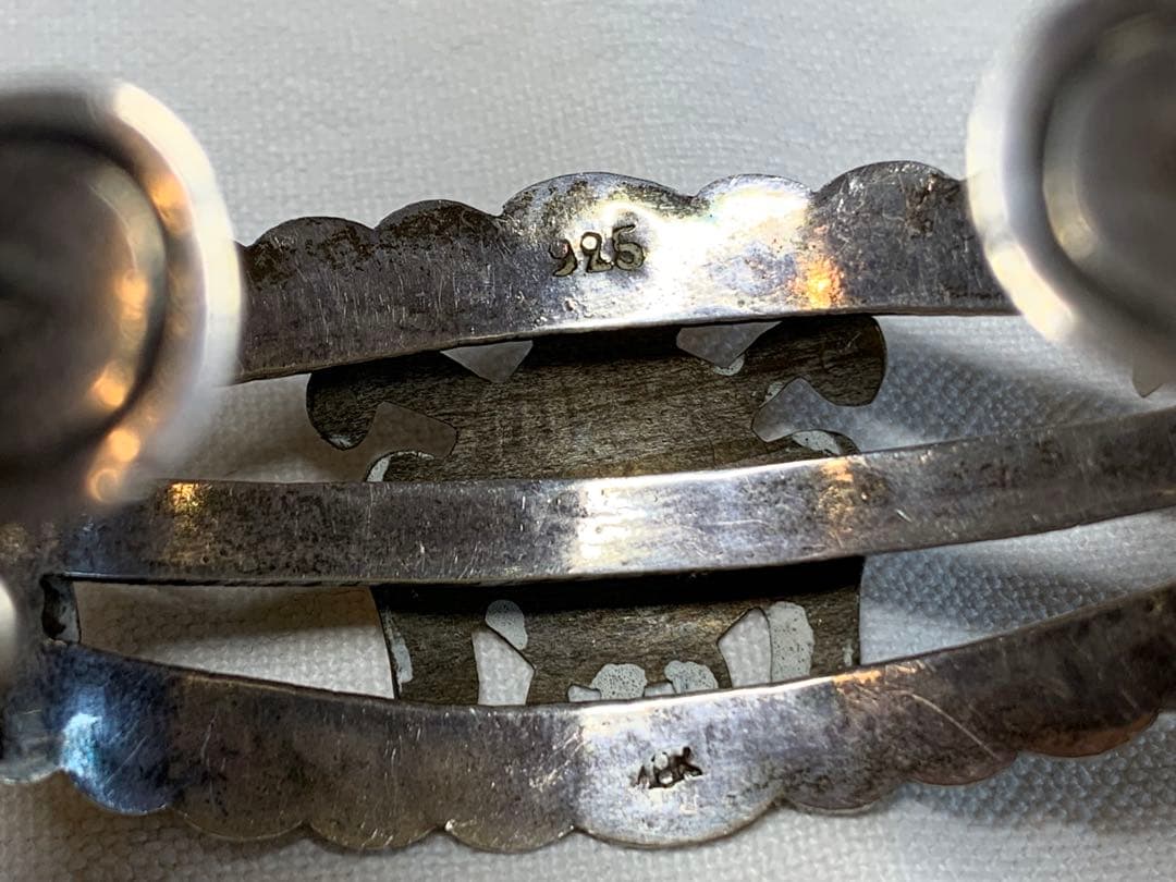 シルバーとゴールド ターコイズ バングル　925刻印18K刻印　ビンテージ