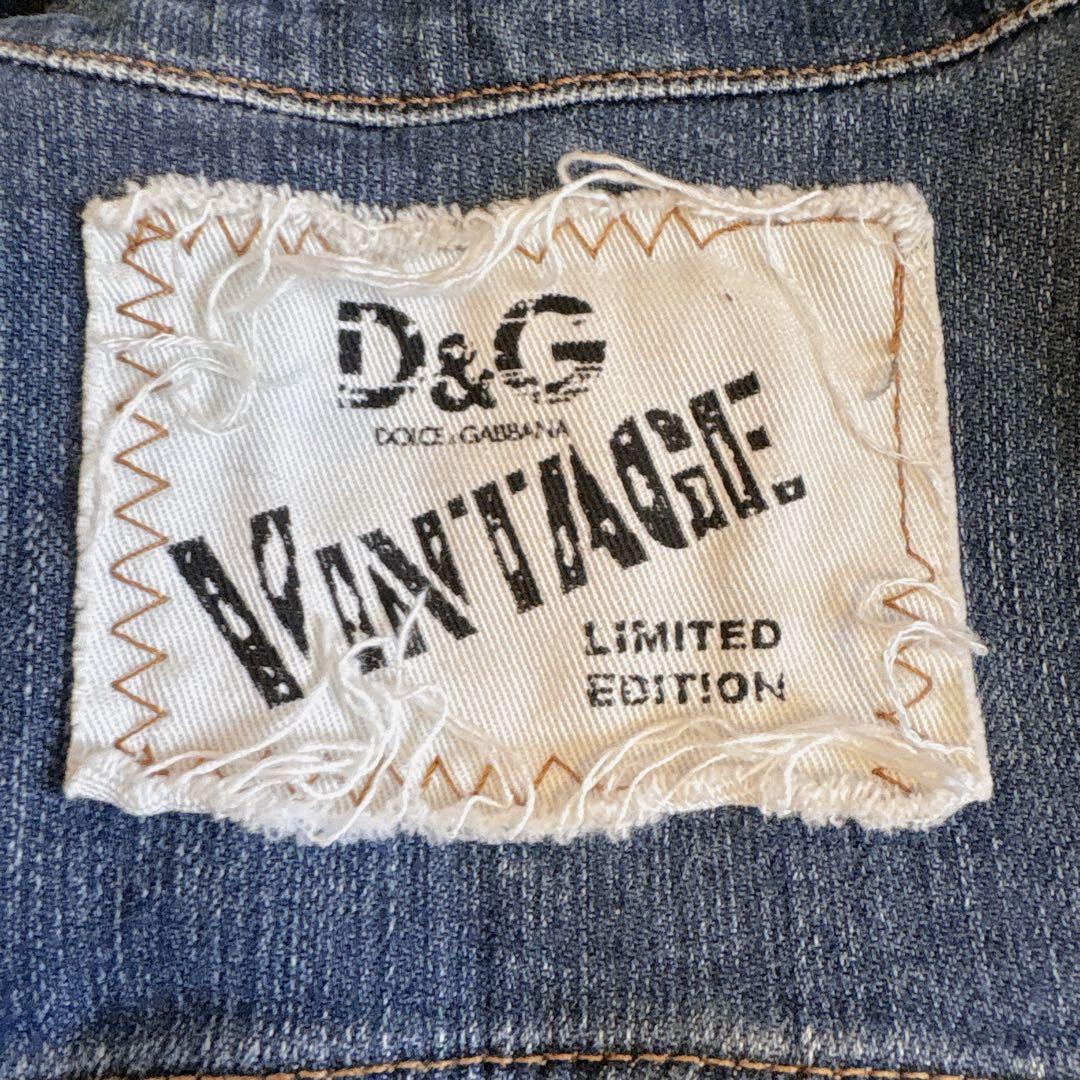 国内正規品　D&G ヴィンテージ刺繍ロゴデニムジャケットSホログラム有