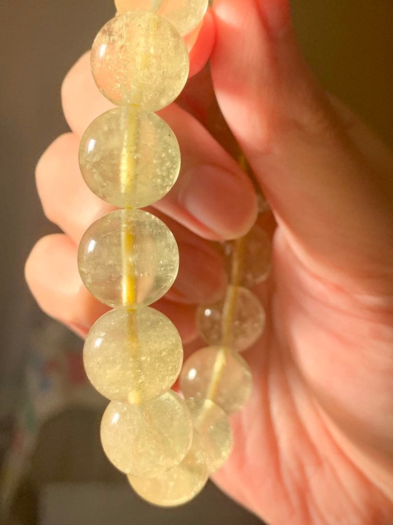 最高品質リビアングラス丸玉ブレスレット　大玉ブレス　隕石パワーストーン　化石標本