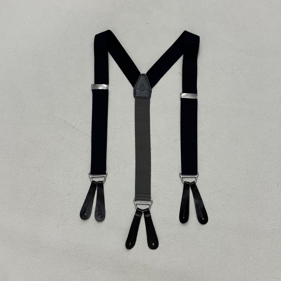 NIGEL CABOURN サスペンダー ネイビー ナイジェルケーボン レザー