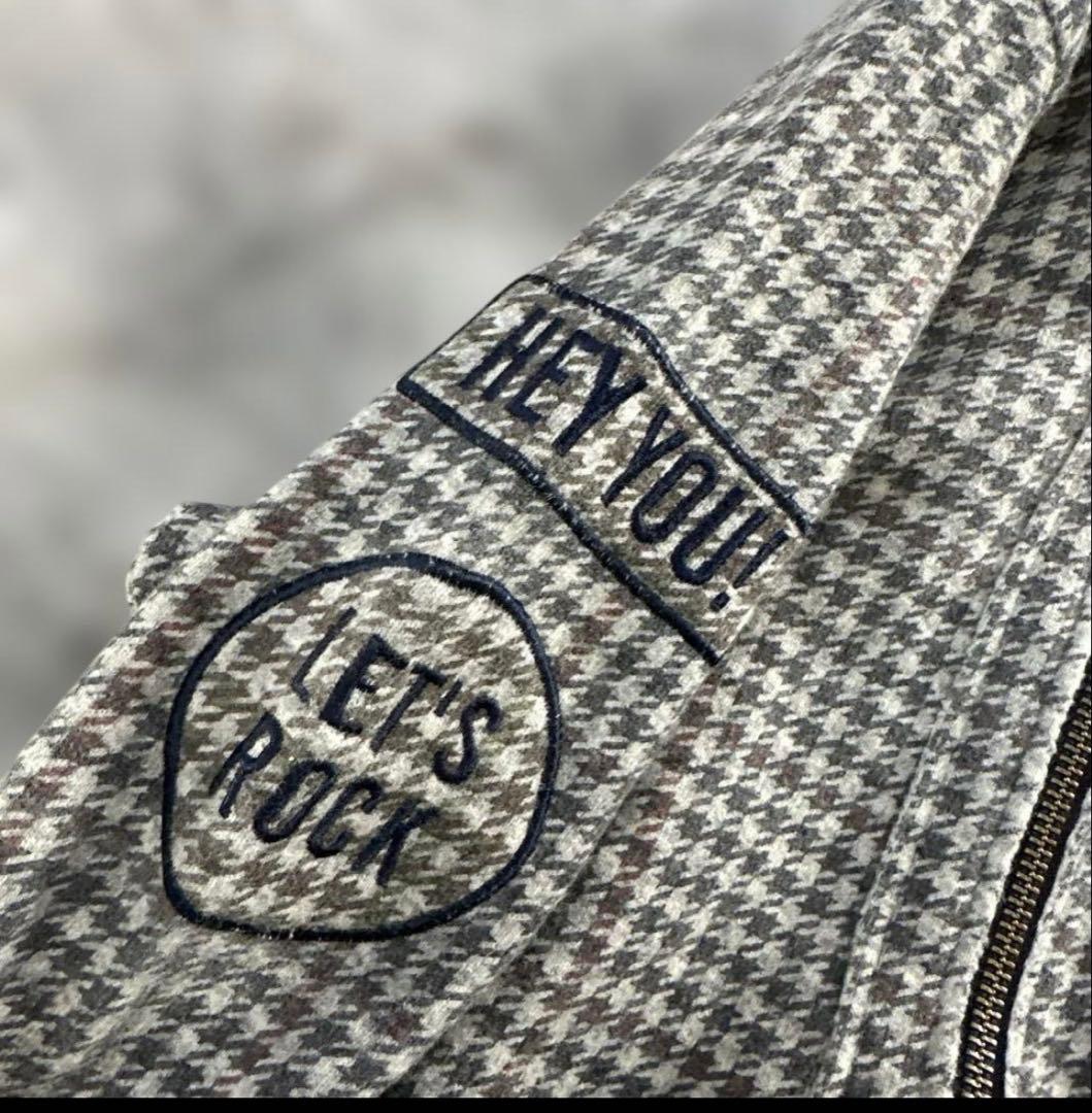 【希少】ヒステリックグラマー90sロゴジップ格子柄刺繍ライダース切りっぱなし