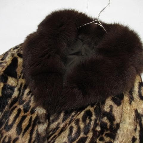 本毛皮 レオパード柄 セーブルファー コート 11号 l