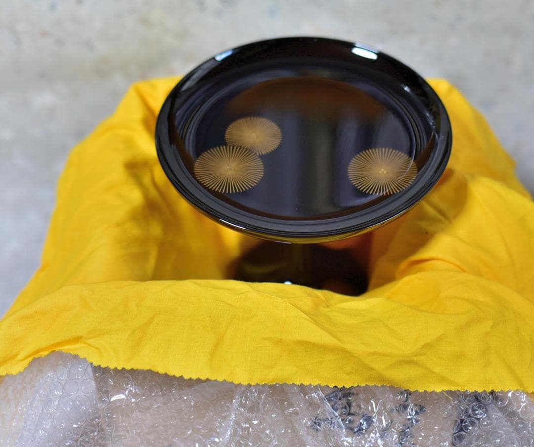 輪島塗道心作　高杯唐松紋【極上品】共箱/お茶道具