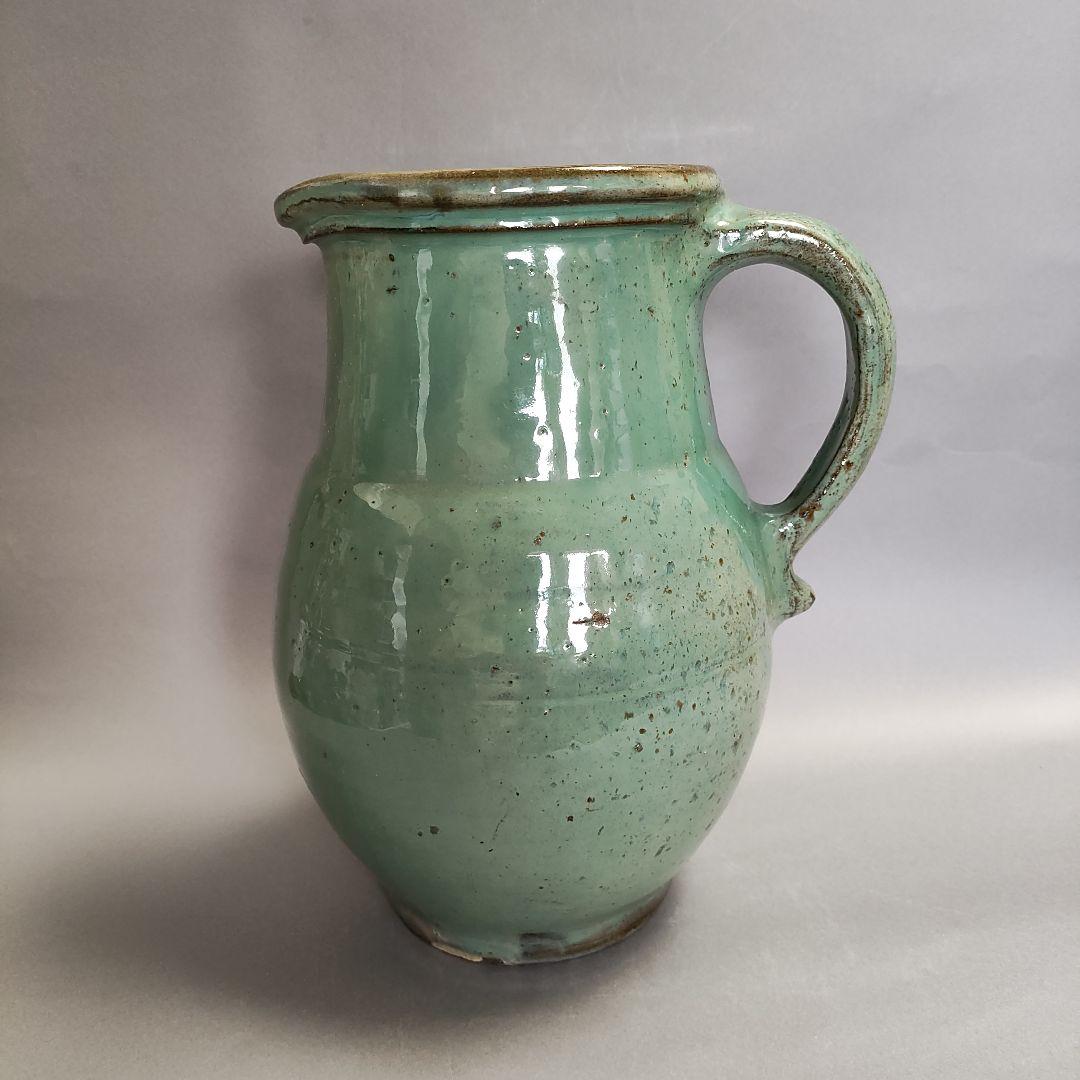 小鹿田焼　緑釉ピッチャー　水差し　小石原焼　民藝陶