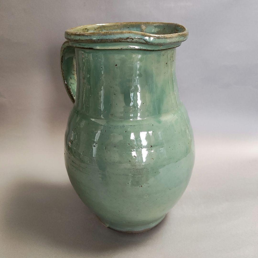 小鹿田焼　緑釉ピッチャー　水差し　小石原焼　民藝陶